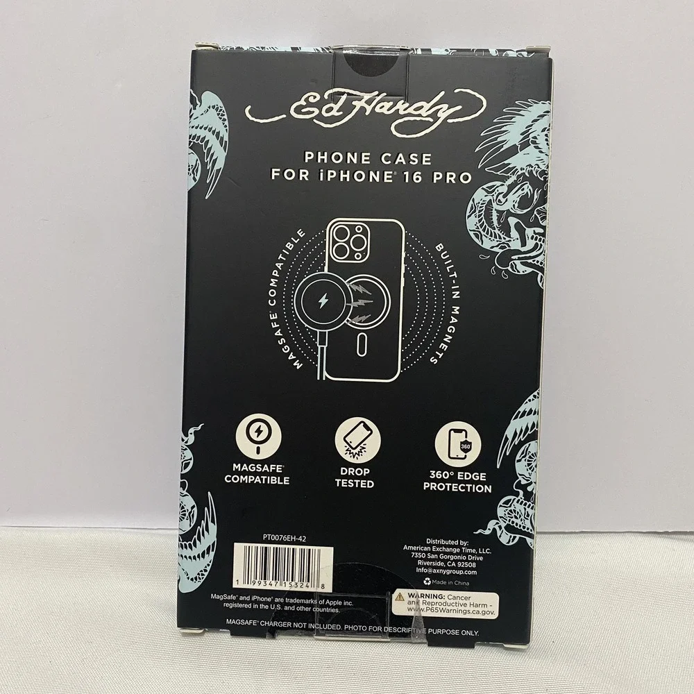 Ed Hardy Love Kills Slowly‎ Tattoo Phone Case iPhone 16 Pro MagSafe Y2K Blue NWT
